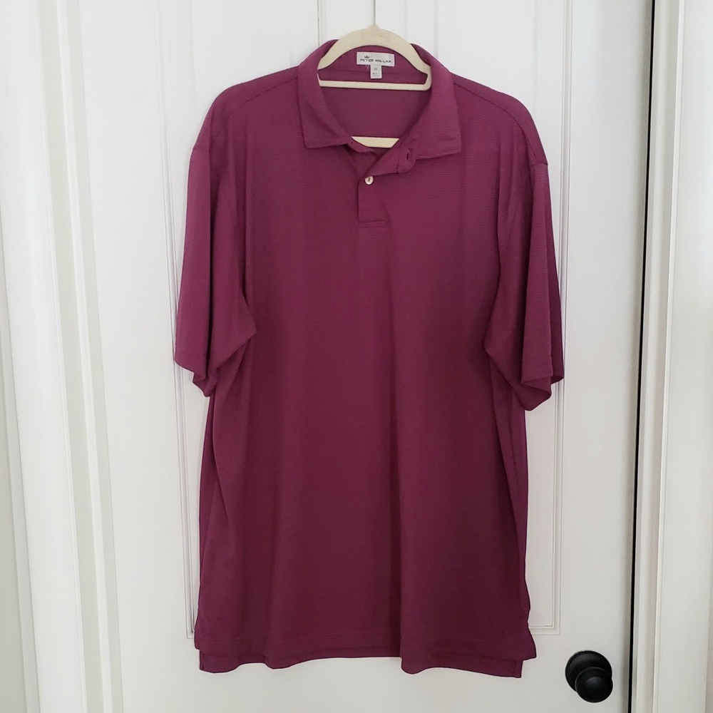 Peter‎ Millar Mens Pullover Polo Golf Shirt XL Short Sleeve Stripe Casual READ